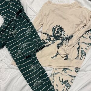 Dinosaur Print Kids Pajamas Set - Green and Cream